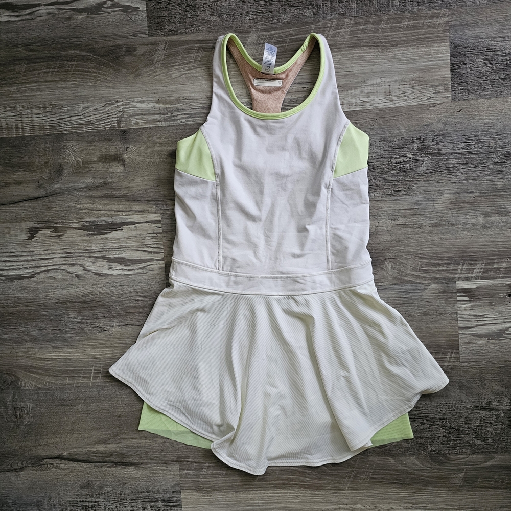 Ivivva By Lululemon Athletica White Dress with Lime Highlights
